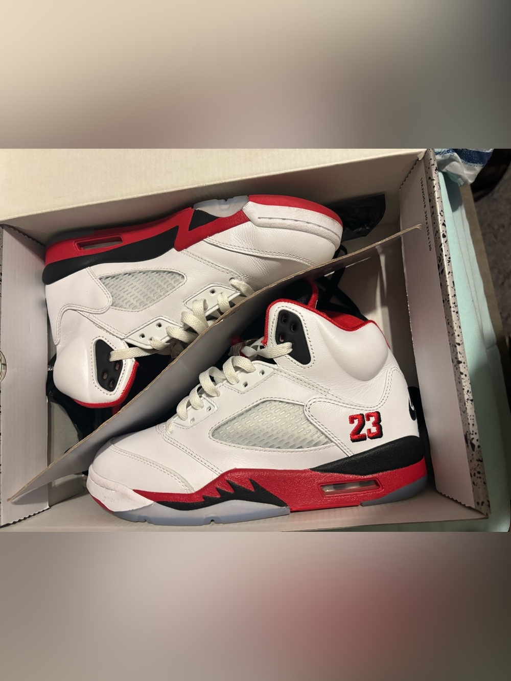 Jordan Men’s White and Red Basketball Sneakers with '23' Accent